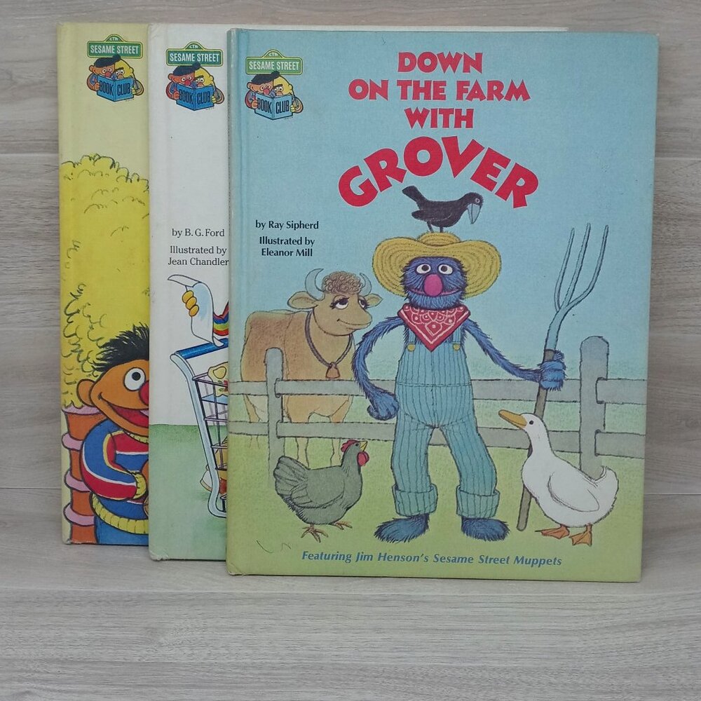 💙Vintage Sesame Street Book Club Hardcover Books Lot of 3